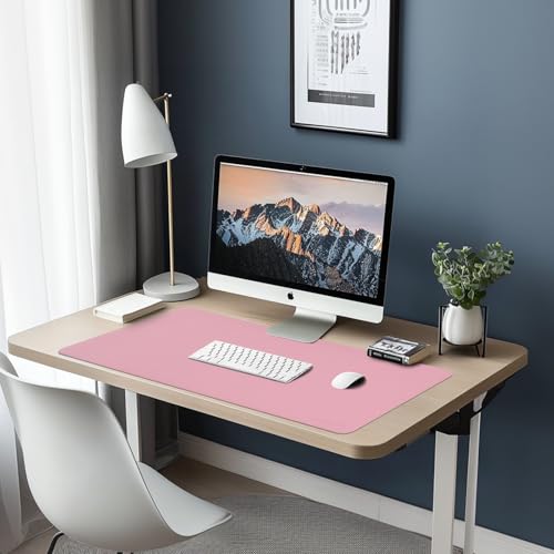 AROPANA Vegan Leather Desk Mat | Large Reversible Mouse Pad & Computer Table Protector | Dual-Side Waterproof Extended Laptop Pad with Edge-Stitched Design (90x45CM, Purple and Pink) - Image 3