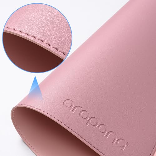 AROPANA Vegan Leather Desk Mat | Large Reversible Mouse Pad & Computer Table Protector | Dual-Side Waterproof Extended Laptop Pad with Edge-Stitched Design (90x45CM, Purple and Pink) - Image 5