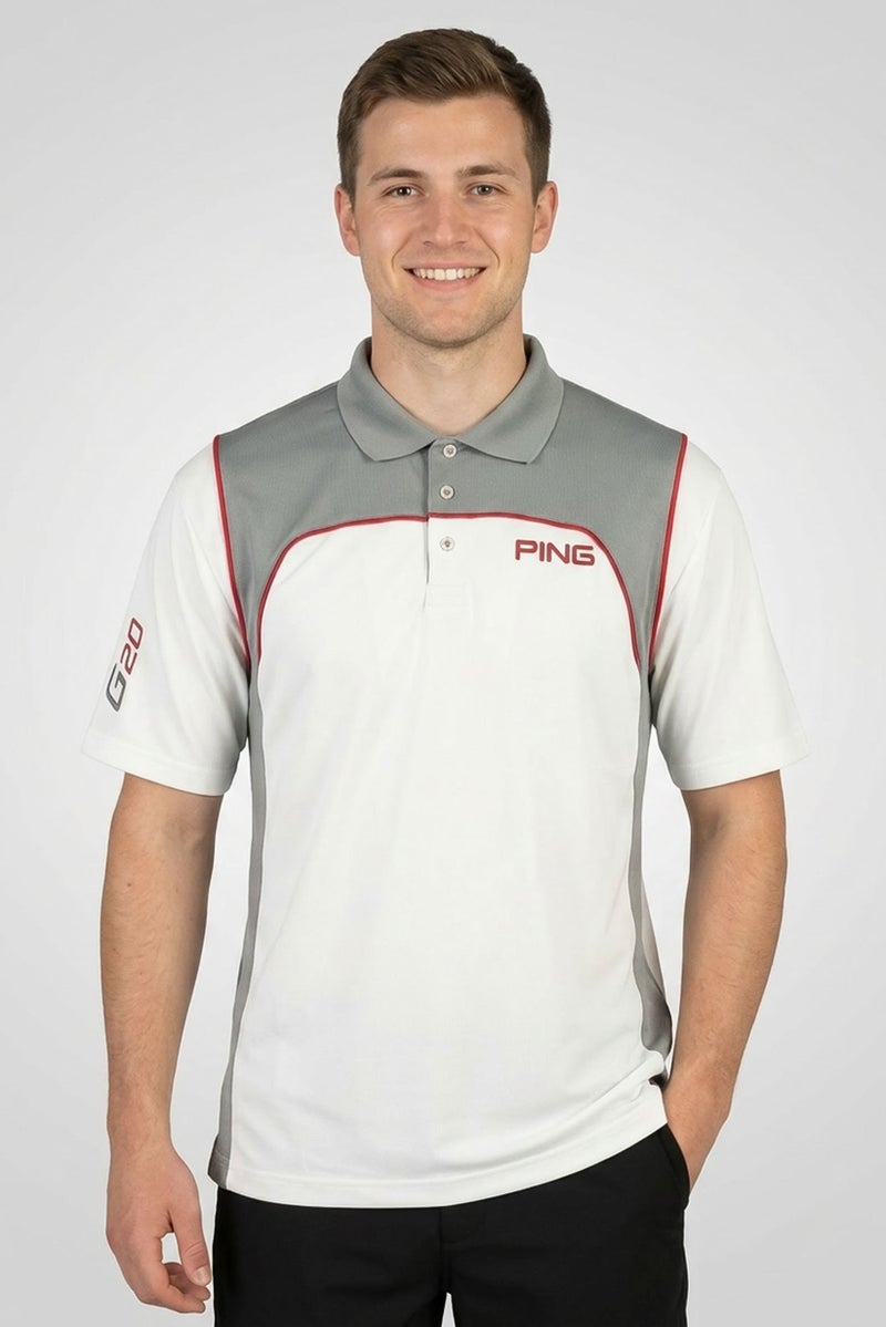 Ping Men Sportswear Fit Short Sleeves Outdoor Polo Shirt, White - Image 1