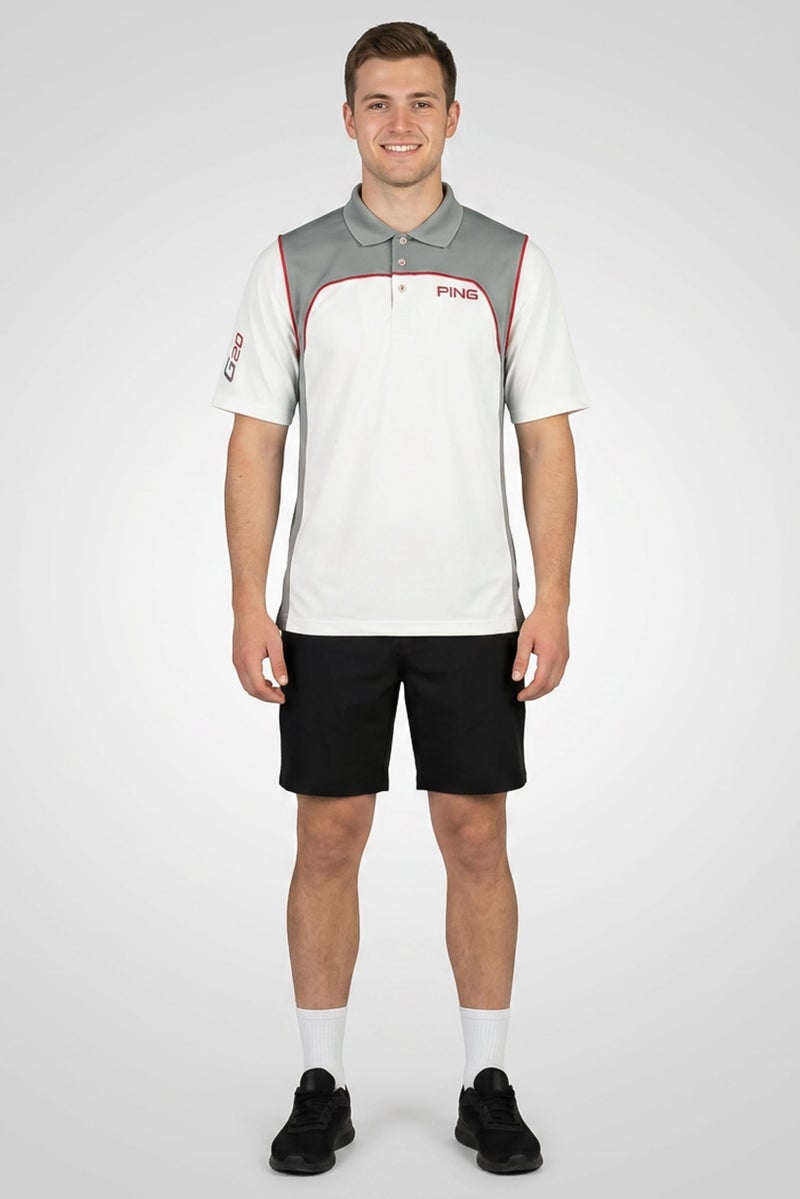 Ping Men Sportswear Fit Short Sleeves Outdoor Polo Shirt, White - Image 2