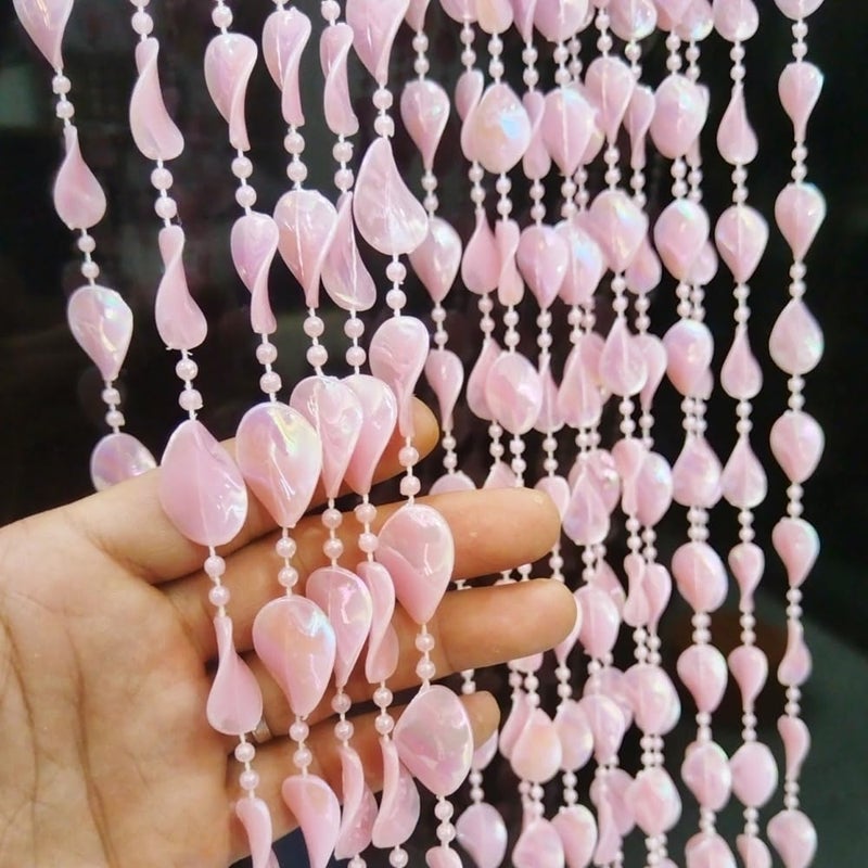 ave split Beaded Curtain Doorways Star Acrylic Hanging Door Beads String Curtains Tassel Room Divider Screen Decor for Doorway Window Living Room Wedding 054fy (Pink) - Image 2
