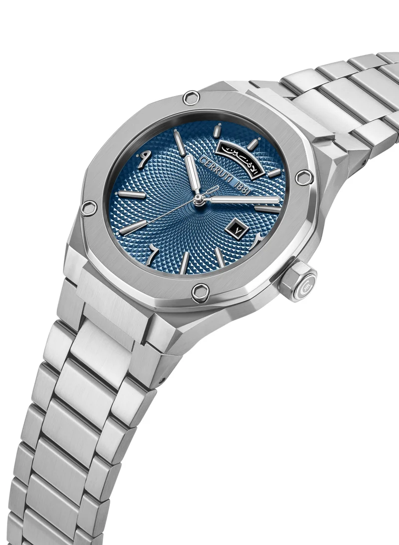 CERRUTI 1881 Razzuolo Blue Dial Stainless Steel Bracelet Analog Watch For Men, 41mm