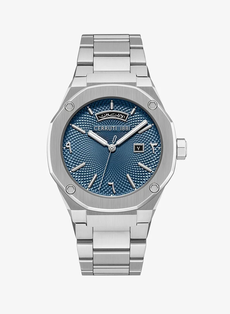 CERRUTI 1881 Razzuolo Blue Dial Stainless Steel Bracelet Analog Watch For Men, 41mm