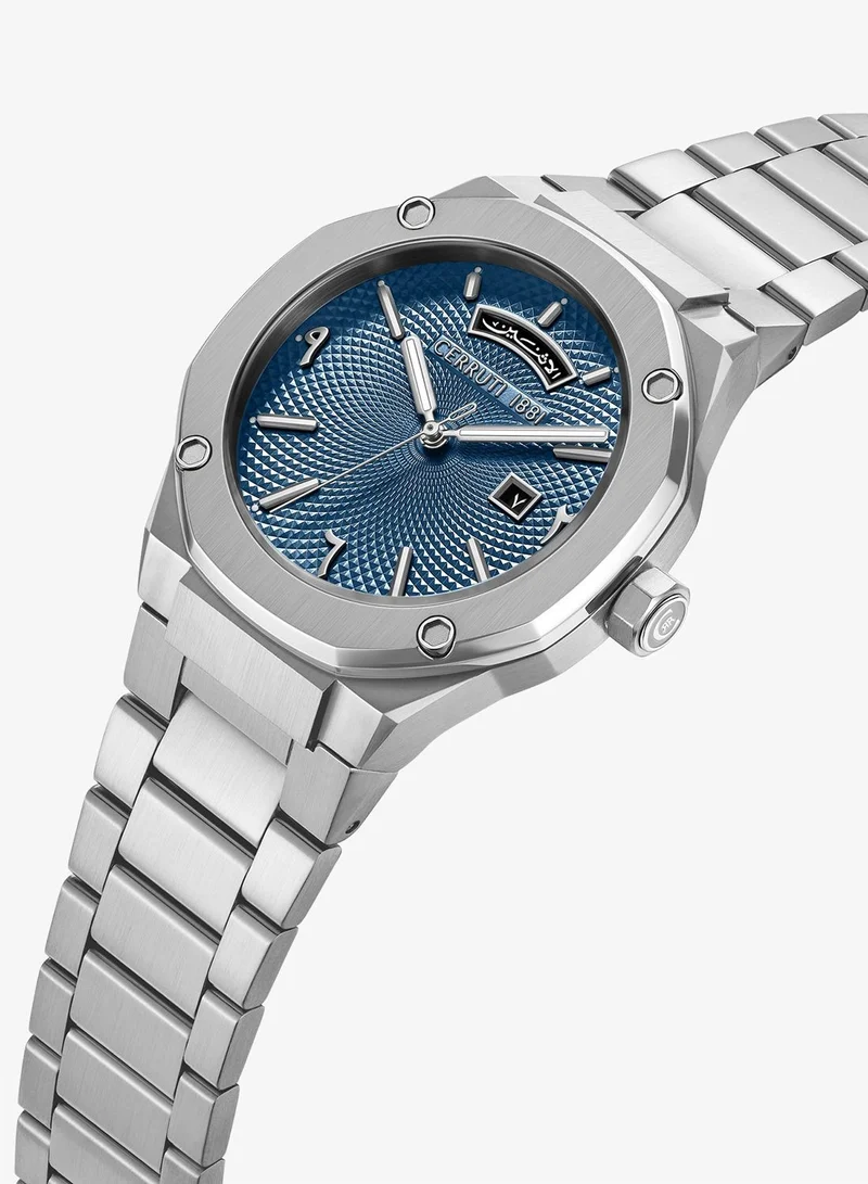 CERRUTI 1881 Razzuolo Blue Dial Stainless Steel Bracelet Analog Watch For Men, 41mm