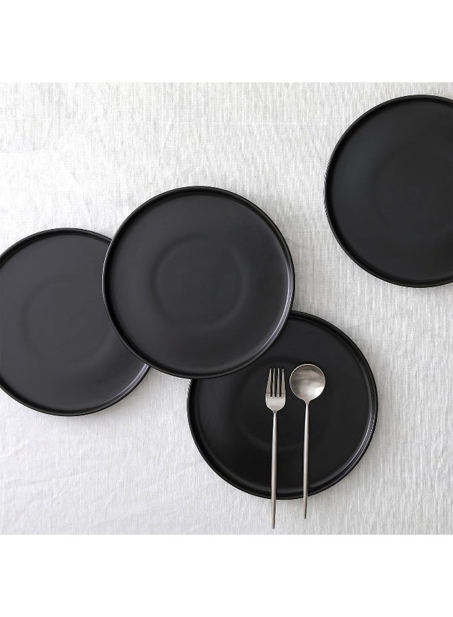 Stone Lain طقم أدوات المائدة من ستون لاين سيلينا 12 قطعة من الخزف، أطباق حساء ومعكرونة، أسود كوبية - Image 4