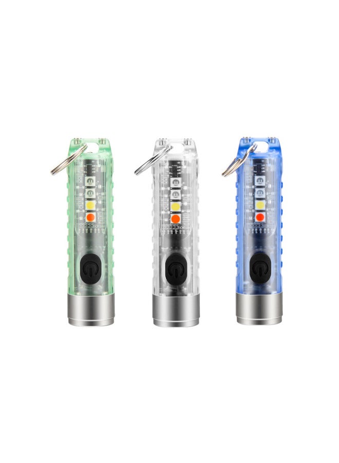 Cross-border Explosions Mini Keychain Flashlight Gift Wholesale Red And Blue Purple Magnetic Key Pendant Emergency Light