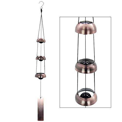 ASTARIN Temple Wind Chime, Red Copper Wind Chimes with 3 Bells, Feng Shui Wind Chimes for Home Yard Outdoor Decoration, A Great Memorial Wind Chime for Someone Who Loves Peace - Image 3