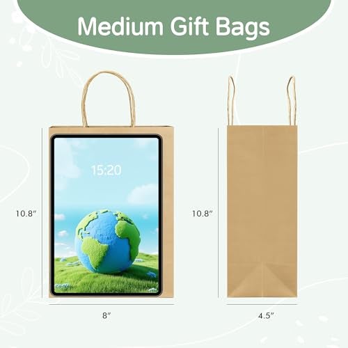 ECOEXTRA Gift Bags 100Pcs Brown Paper Bags with Handles Bulk 8x45x108 Inch Paper Gift Bag Medium Size Kraft Paper Bag Grocery Shopping Retail Birthday Party Favors Wedding Sacks - Image 5