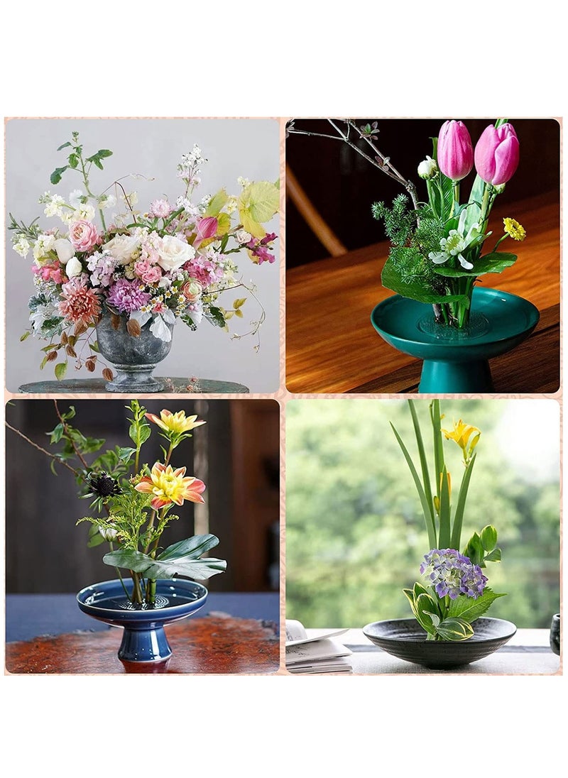Excefore Flower Frogs 4 Pieces Plastic Floral Frogs Vase Round Black Arranger Tool Pin Holder Japanese Arranging Plant Decoration Fixed Supplies with Bottom Home DIY Craft  - Image 4