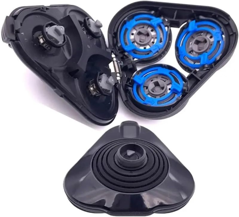 Electric Shaver Replacement Heads: 3-Pack Black Premium Metal-Plastic Construction - Instant Snap-On Installation Floating Contour Heads for Philips Series 5000 Men's Sensitive Skin Grooming - Image 4