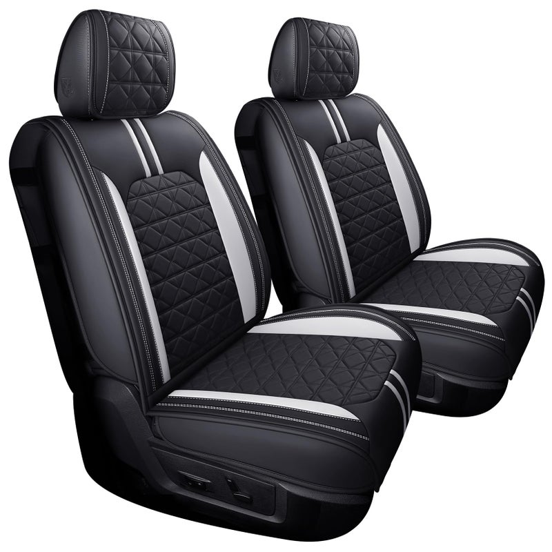 YIERTAI Truck Seat Covers for Dodge RAM fit 20092025 1500 2500 3500HD Limited Laramie Classic Bighorn Longhorn Crew Double Quad Cab Mega Cab Waterproof Leather2 PCS Front onlyBlackWhite