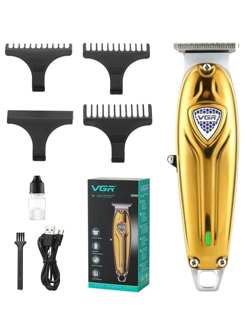 VGR V-188 PG Professional Rechargeable and Cordless Hair Clipper Runtime: 150 min Trimmer for Men (Gold) gold/silver - Image 1