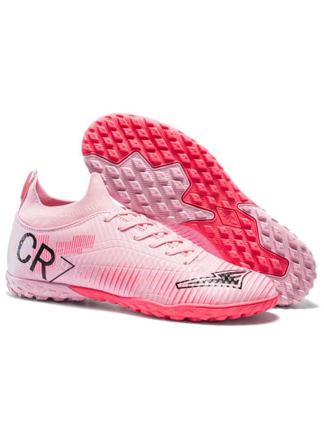 High-Top Football Shoes for Boys and Girls, Adult TF Turf Training Shoes, Breathable Anti-Slip Long Stud Sports Shoes
