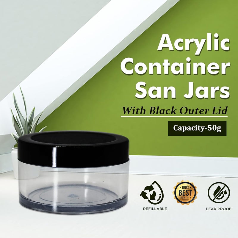 nsb herbals nsb herbals Acrylic Container San Jars with Black Outer Lid and Inner White Lid Set for Lip Balms DIY Skin Care Body Butters and Creams Clear 50 g 12  - Image 2