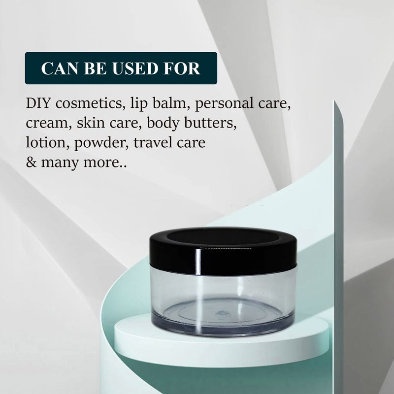 nsb herbals nsb herbals Acrylic Container San Jars with Black Outer Lid and Inner White Lid Set for Lip Balms DIY Skin Care Body Butters and Creams Clear 50 g 12  - Image 4