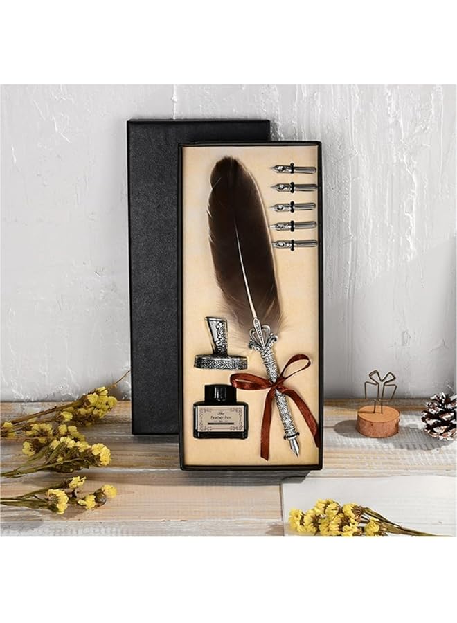 إيروريكس مجموعة أقلام الريشة: قلم ريشة لطيف بمقبض معدني، أقلام خط رائعة مع حامل طرف، قلم غمس لتدوين اليوميات، هدية، ديكور مكتب - Image 2