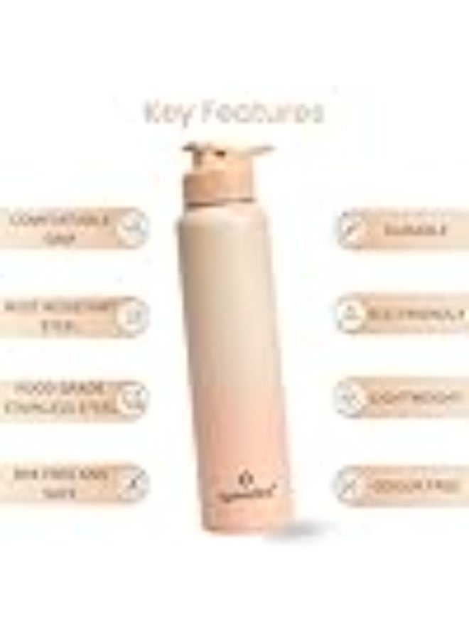 Speedex Stainless Steel Metal Water Bottle 1 Ltr 1000 ml, BIS Approved, Leak Proof Sipper Cap Bottle for Office, School, Gym, Travel, Daily Use for Men, Women, Kids, Adults, Peach Orange, Set of 2 - Image 2