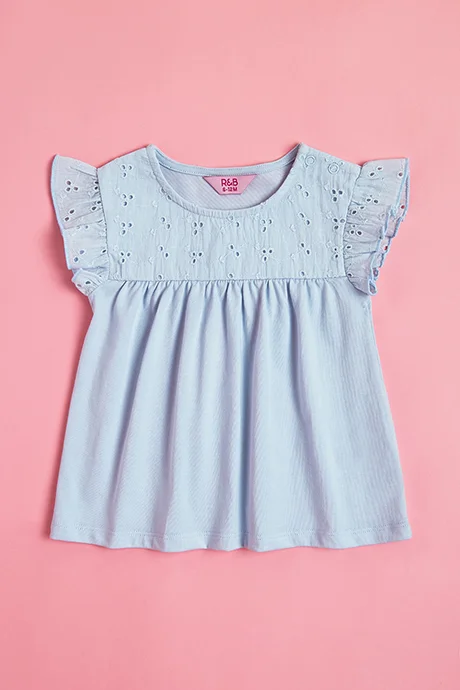 R&B 2 Pack Schiffli Tops with Short Sleeves