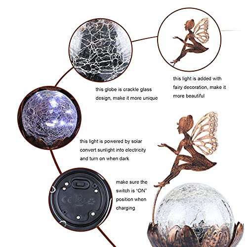 MUMTOP Solar Lantern Fairy Light, Crackle Glass Solar Lights Outdoor LED Waterproof Tabletop Lamp for Table, Yard, Garden, Patio, Lawn Decor - Image 5