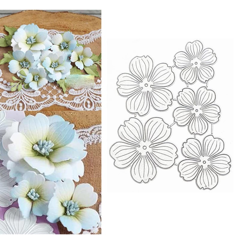 YXXMCRAFT 5pcs/Set 3D Flowers Frame Metal Die Cuts,Flower Leaves Wedding Cutting Dies Cut Stencils for DIY Scrapbooking Photo Decorative Embossing Paper Dies for Scrapbooking Card Making - Image 1