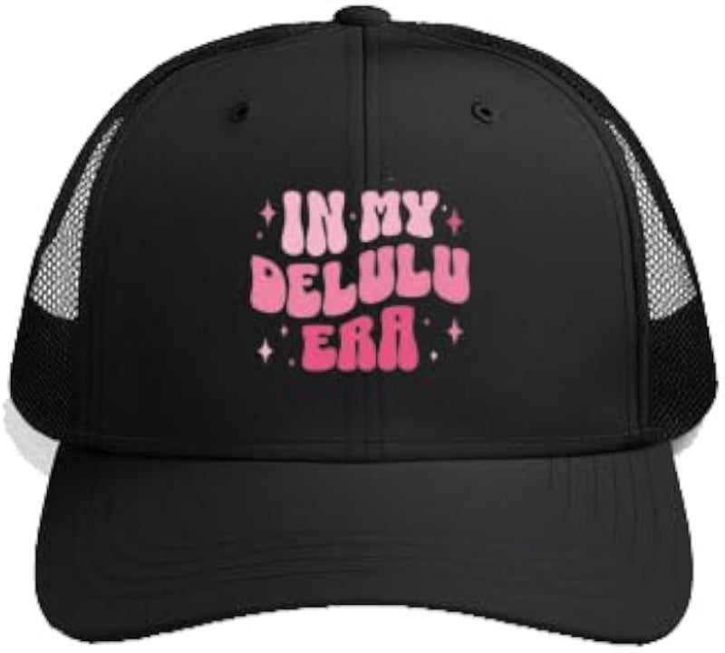 IN MY DELULU ERR Plain unisex baseball cap Black