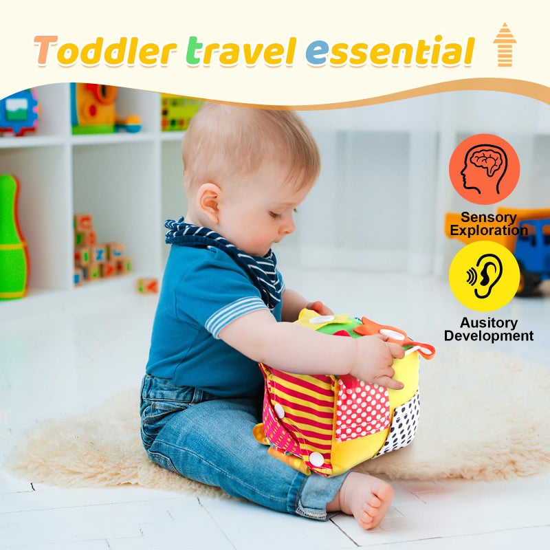 KAKIBLIN Cubic Activity Learning Toy with Zippers, Latches, Buckles, Laces, Snaps, Buttons and More - Perfect for Toddlers at Home, on Airplanes, Cars or Travel - Image 4