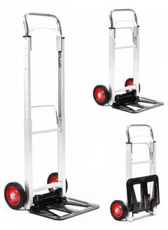 RENOVO Folding Hand Truck and Personal Dolly, Aluminum Luggage Cart with Rubber Wheels and Telescoping Handle for Indoor Outdoor Moving Travel  - Image 1