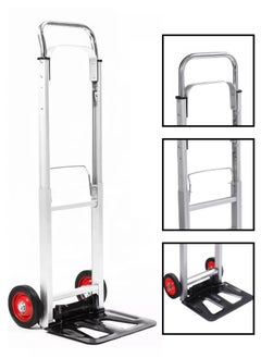 RENOVO Folding Hand Truck and Personal Dolly, Aluminum Luggage Cart with Rubber Wheels and Telescoping Handle for Indoor Outdoor Moving Travel  - Image 2
