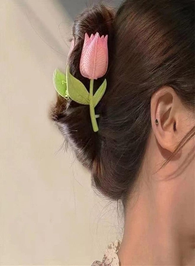 VORSET 3 Pcs Flower Hair Clips, Large Tulip Hair Clip Hair Clamps Hair Styling Clips, Elegant Non Slip Hair Flower Claw, Women and Girls' Hair Accessories Suitable for Cute - Image 2