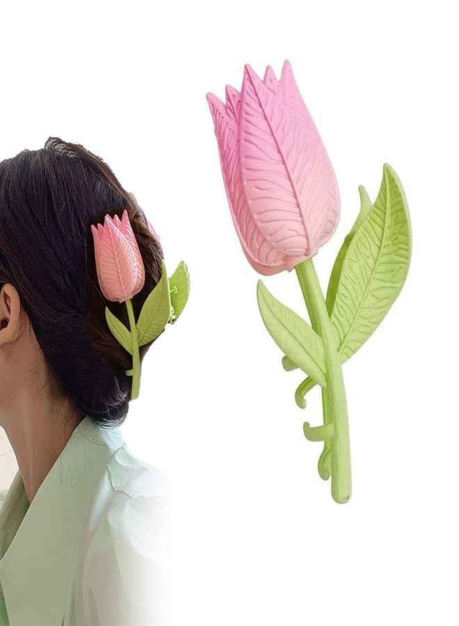 VORSET 3 Pcs Flower Hair Clips, Large Tulip Hair Clip Hair Clamps Hair Styling Clips, Elegant Non Slip Hair Flower Claw, Women and Girls' Hair Accessories Suitable for Cute - Image 1