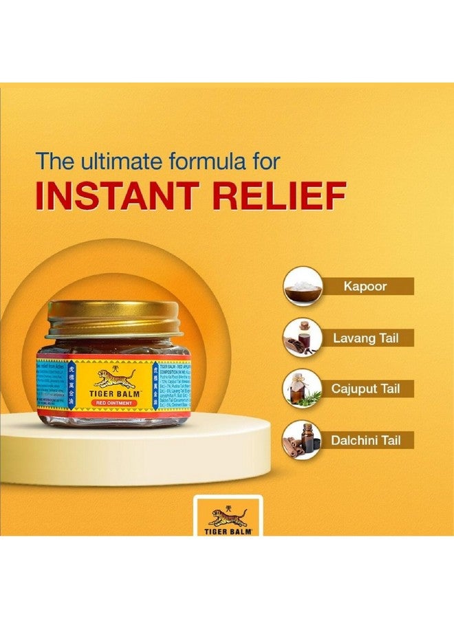 Tiger Balm مرهم تايجر بالسم الأحمر لتخفيف فعال من آلام العضلات، التواءات والألم - 21 مل | مرهم أيورفيدي | عبوة من 5 - Image 4