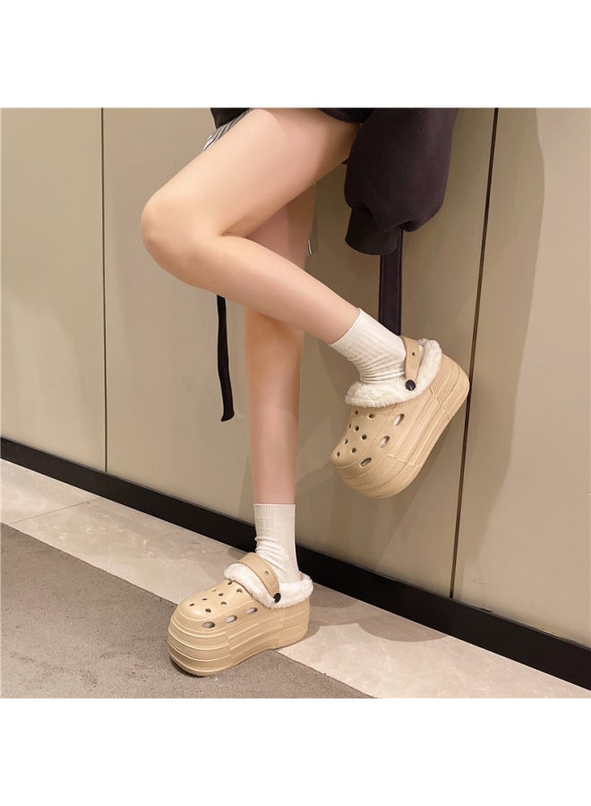 Thick-soled High-heeled 9cm Clogs For Women, Cartoon Style, Summer Outdoor Wear, Ultra-comfortable Beach And Home Sandals, Closed-toe Slippers