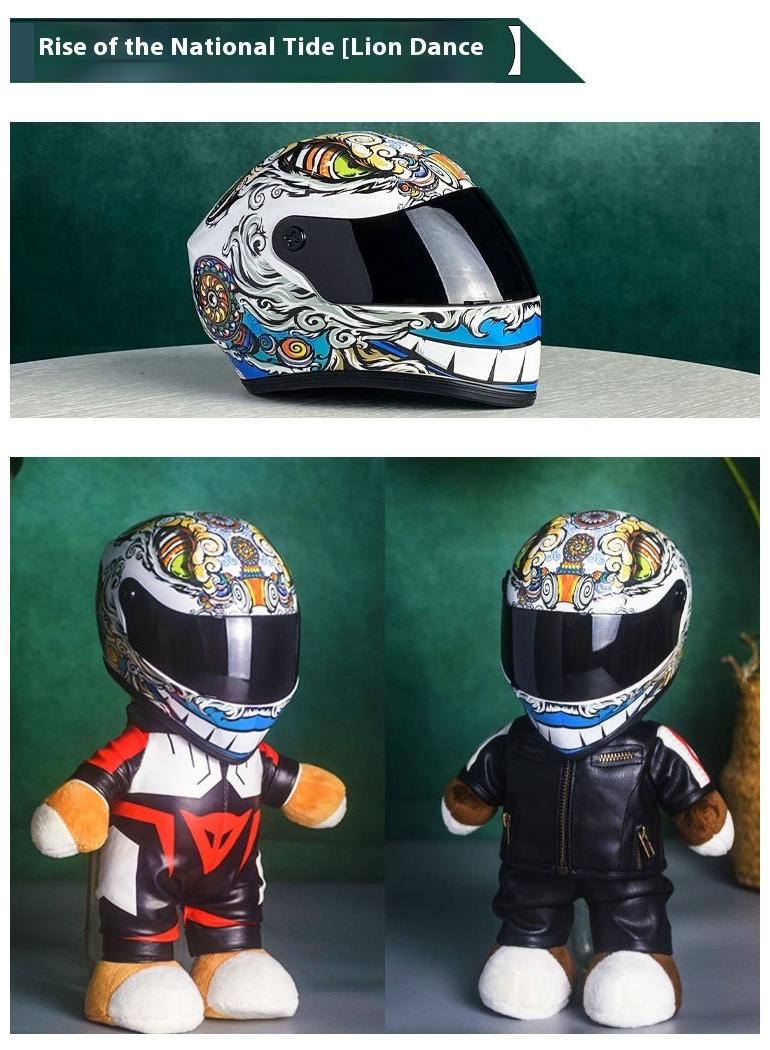 general Mini Style Full Face Plush Toy Helmet Motorcycle Lover’s Small Racing Crash Helmet Souvenir Ornament Desk Decorator Motorsport Fans Gift 30cm - Image 2