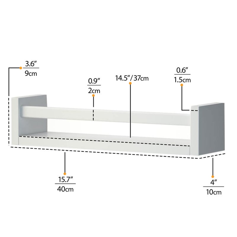 Wallniture مجموعة Wallniture يوتا من 2 رفوف حائط عائمة لغرفة الأطفال خشب أبيض - Image 5