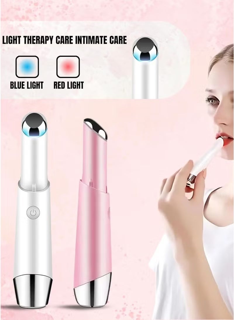 Intelligent Photon Eye & Lip Beauty Instrument – BLK-D018 – Red & Blue Light Therapy with Vibration – Anti-Wrinkle & Eye Bag Removal Pen – Face Massager, Rechargeable, Pink - Image 5