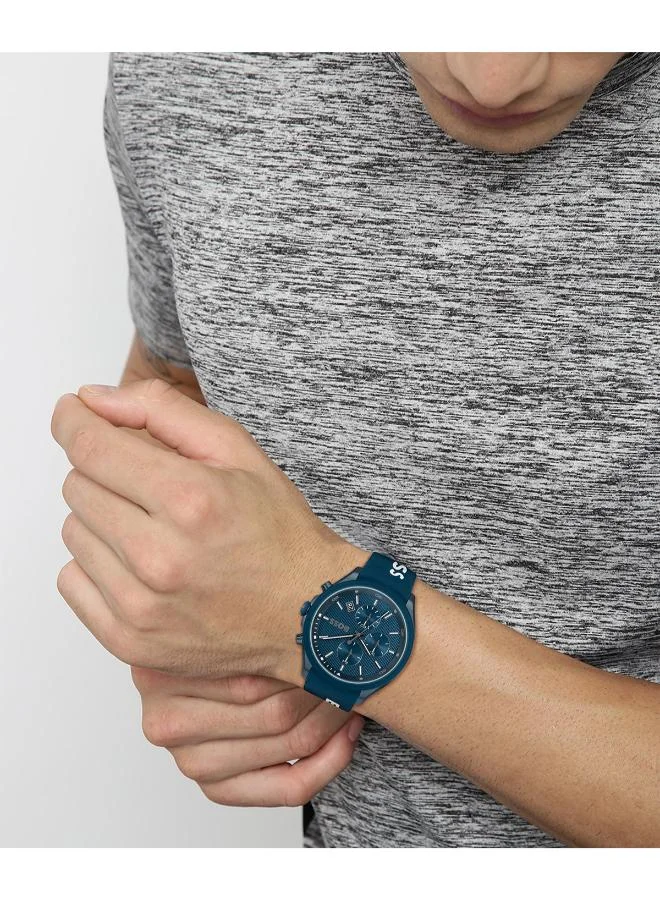 BOSS  Men's Quartz Chronograph Watch, Blue Dial, Blue Silicone Strap for Men | Best Price UAE