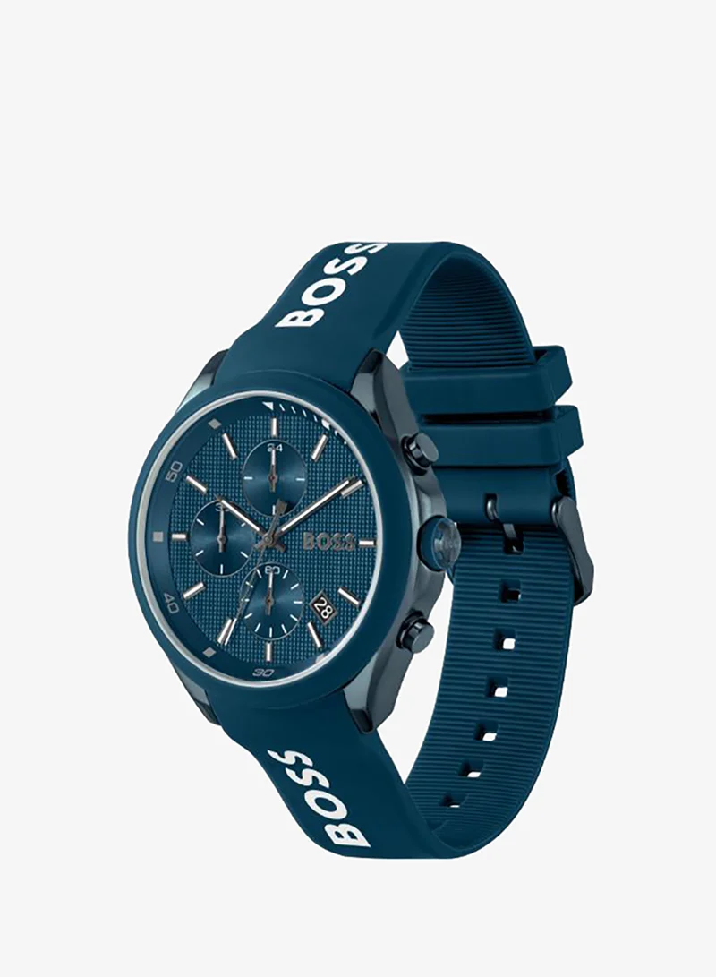 BOSS  Men's Quartz Chronograph Watch, Blue Dial, Blue Silicone Strap for Men | Best Price UAE
