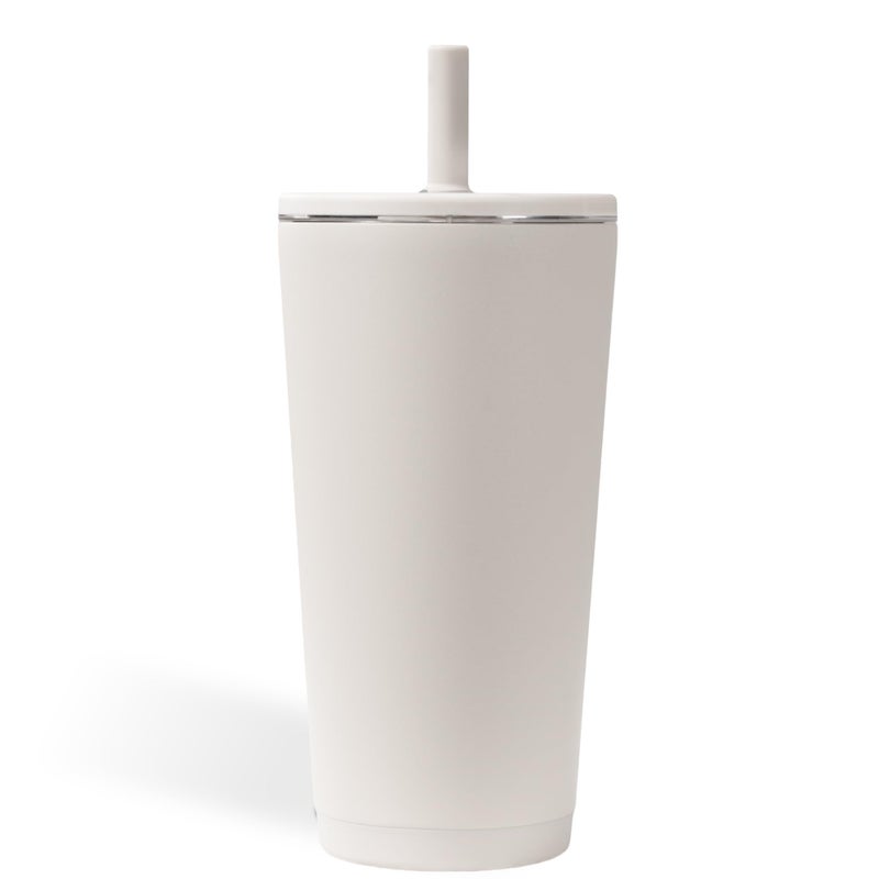 HydroJug هيدروجوج كوب يومي 20 أونصة - كوب معزول مبطن بالسيراميك مع قشة وغطاء ناعم اللمس، مناسب لحامل الأكواب، عزل فراغ مزدوج الجدار، كوب سفر قابل لإعادة الاستخدام - كتان - Image 4