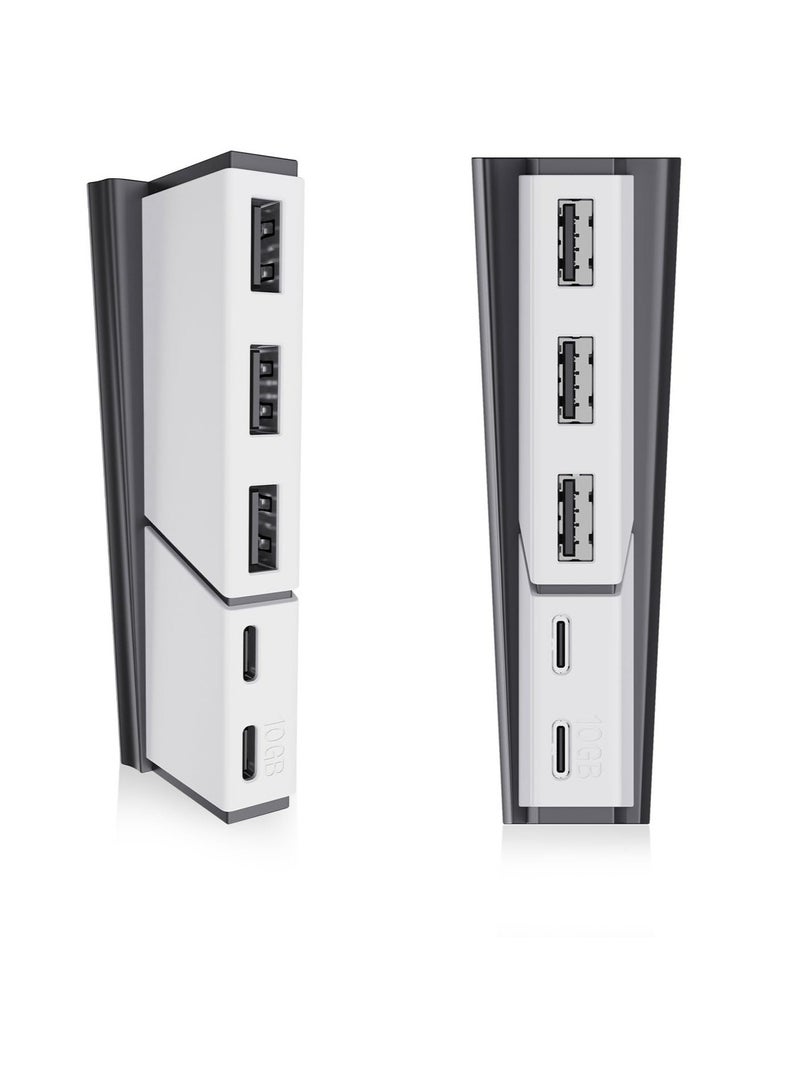 Excefore 5 Ports USB Hub Only for PS5 Slim Console Disc ＆ Digital, High-Speed Extra USB Port Extender Adapter for PS5 Slim Accessories, High-Speed USB Port Expander Adapter with 2 Type C + 3 USB-A 2.0 - Image 1