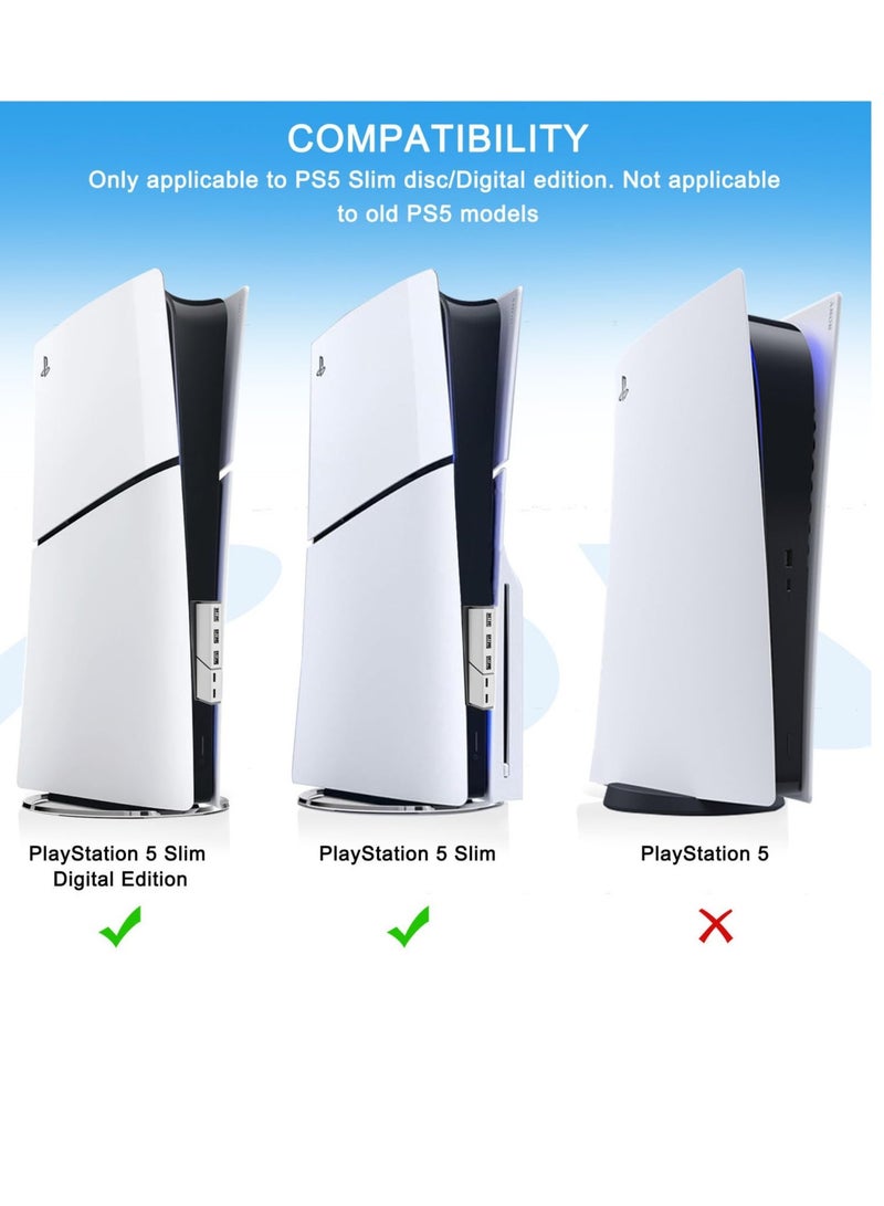 Excefore 5 Ports USB Hub Only for PS5 Slim Console Disc ＆ Digital, High-Speed Extra USB Port Extender Adapter for PS5 Slim Accessories, High-Speed USB Port Expander Adapter with 2 Type C + 3 USB-A 2.0 - Image 5