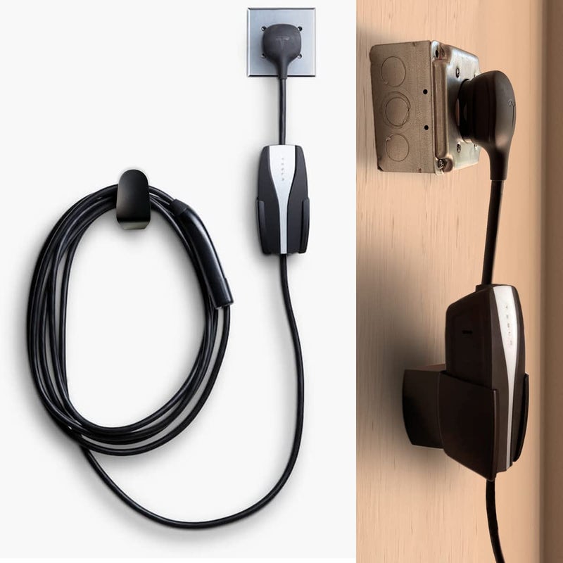 PHEOKER Tesla Mobile Charger Wall Mount Cable Organizer Bracket with UMC Holder and Riser BaseSpacer for Protruding Outlet NEMA 1450