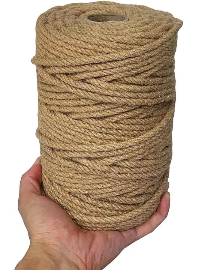 IlikeEC 328 Feet Jute Rope, 6mm 4-Ply Natural Thick Jute Twine String for Floristry, DIY Arts Crafts, Gardening Bundling and Cat Scratch Post (Brown) - Image 1