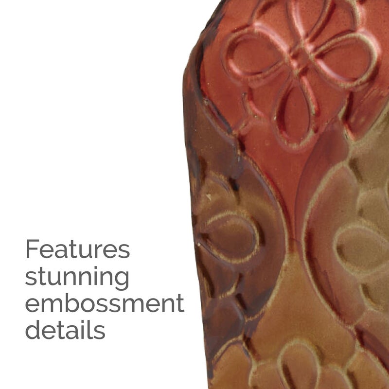 Elements Harlequin Embossed Decorative Metal Vase Home Decor for Dried Flower and Artificial Floral Arrangements Living Room Bedroom Table Centerpiece 17Inch - Image 1
