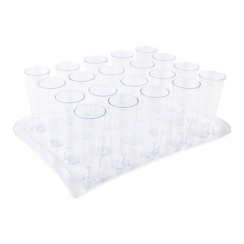 Restaurantware-4.5 Ounce Plastic Straight Wall Shooter Glasses, 100 Tall Small Plastic Cups With Trays - Trays Included, Clear Plastic Clear Party Glasses, Crack-Resistant, For All Types Of Drinks - Image 1