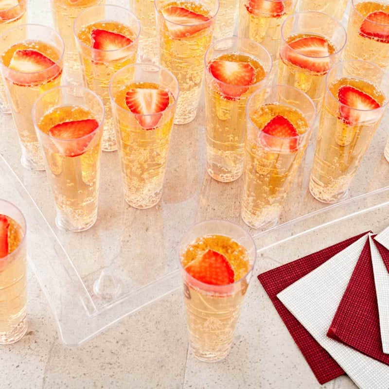 Restaurantware-4.5 Ounce Plastic Straight Wall Shooter Glasses, 100 Tall Small Plastic Cups With Trays - Trays Included, Clear Plastic Clear Party Glasses, Crack-Resistant, For All Types Of Drinks - Image 3