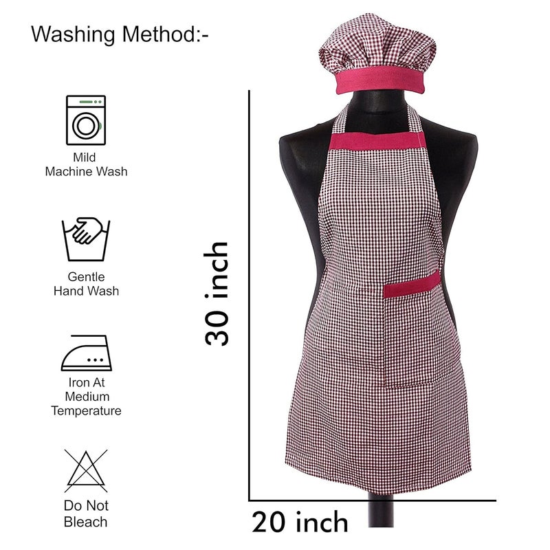 Yellow Weaves Yellow Weaves™ Cotton Kitchen Apron With Cap Combo Set of 3 - Multi - Image 4