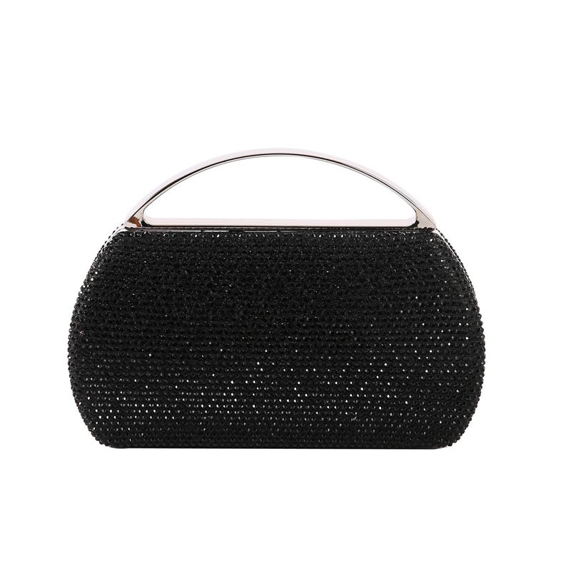 Eautyba Women's Fashion Top Handle Rhinestone Beaded Evening Bag Clutch Handbag Black - Image 1