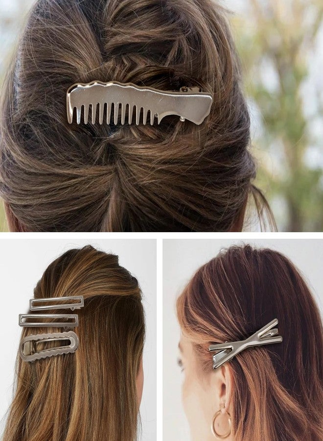 PQJSJDR Y2K Silver Hair Clips for Women,30pcs Silver Hair Clips Metal Star Barrettes 10 Shapes Pentagram Hair Snap Clips Cute Kawaii 2000s Hair Accessories for Women - Image 4
