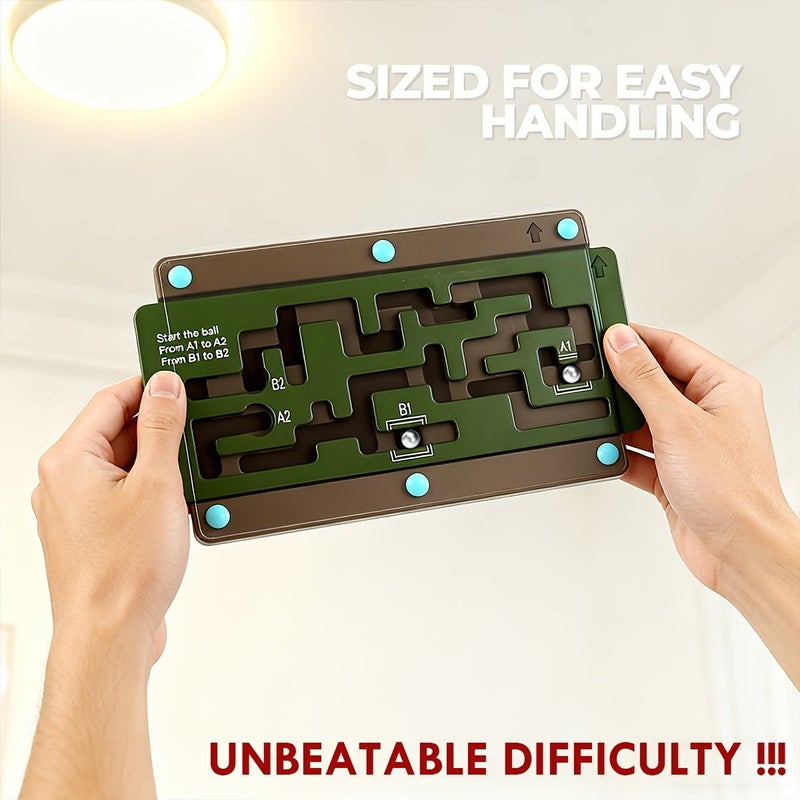 Brown Base Advanced Maze Game Board For Adults Portable Marble Labyrinth Balance Concentration Test - Image 5