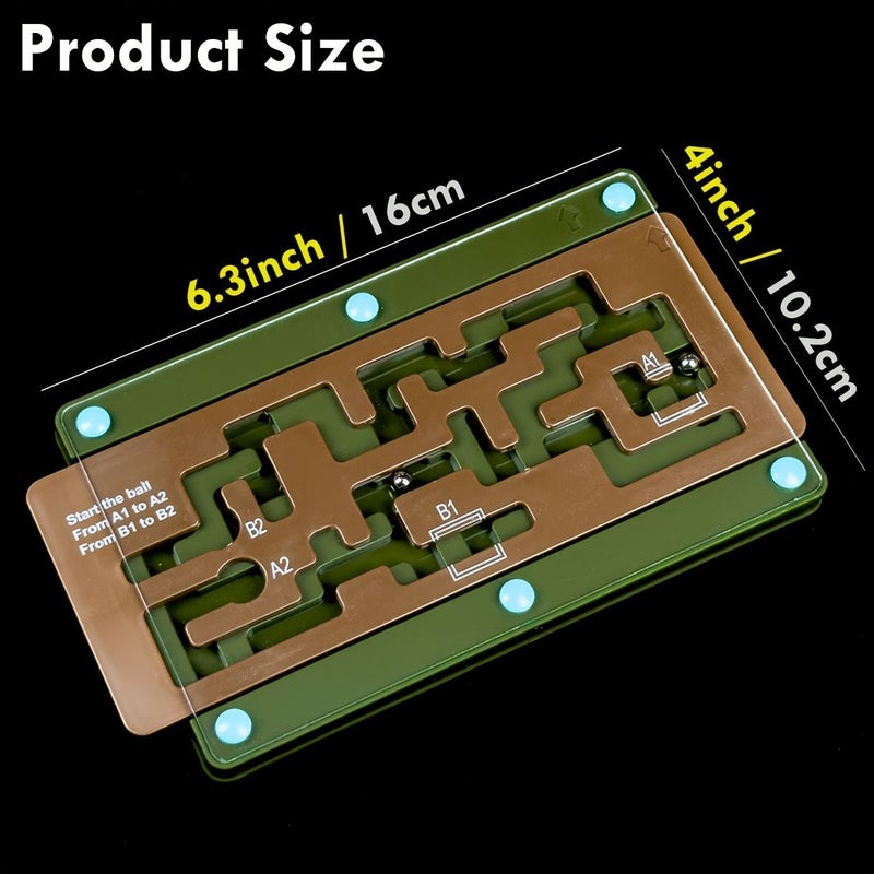 Brown Base Advanced Maze Game Board For Adults Portable Marble Labyrinth Balance Concentration Test - Image 3